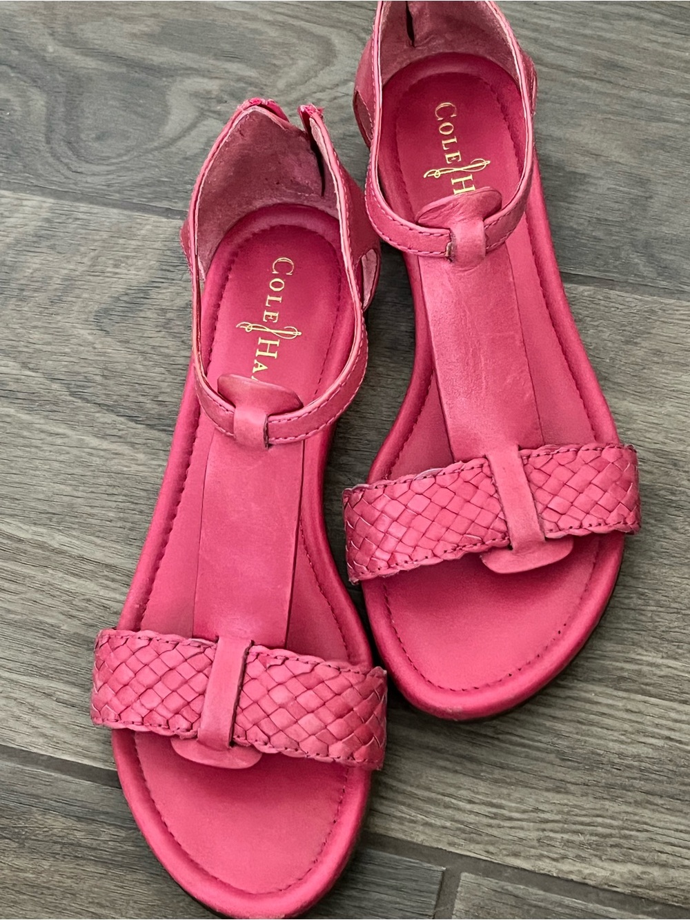 Cole Haan Hot Pink Braided-Strap Flat Sandals